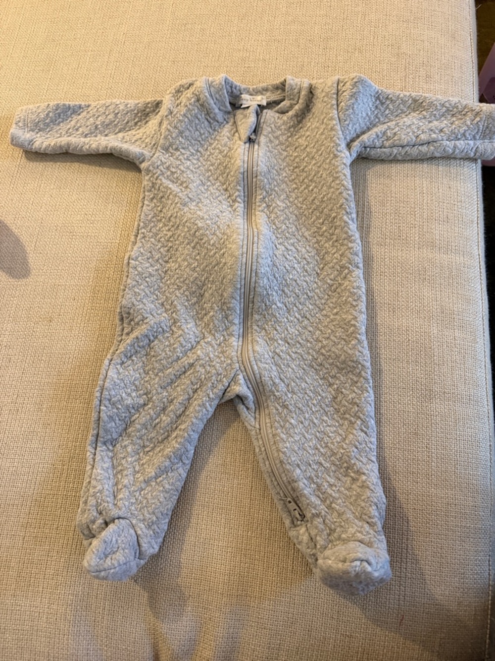 Kissy Kissy Quilted Footed One-Piece - Light Gray